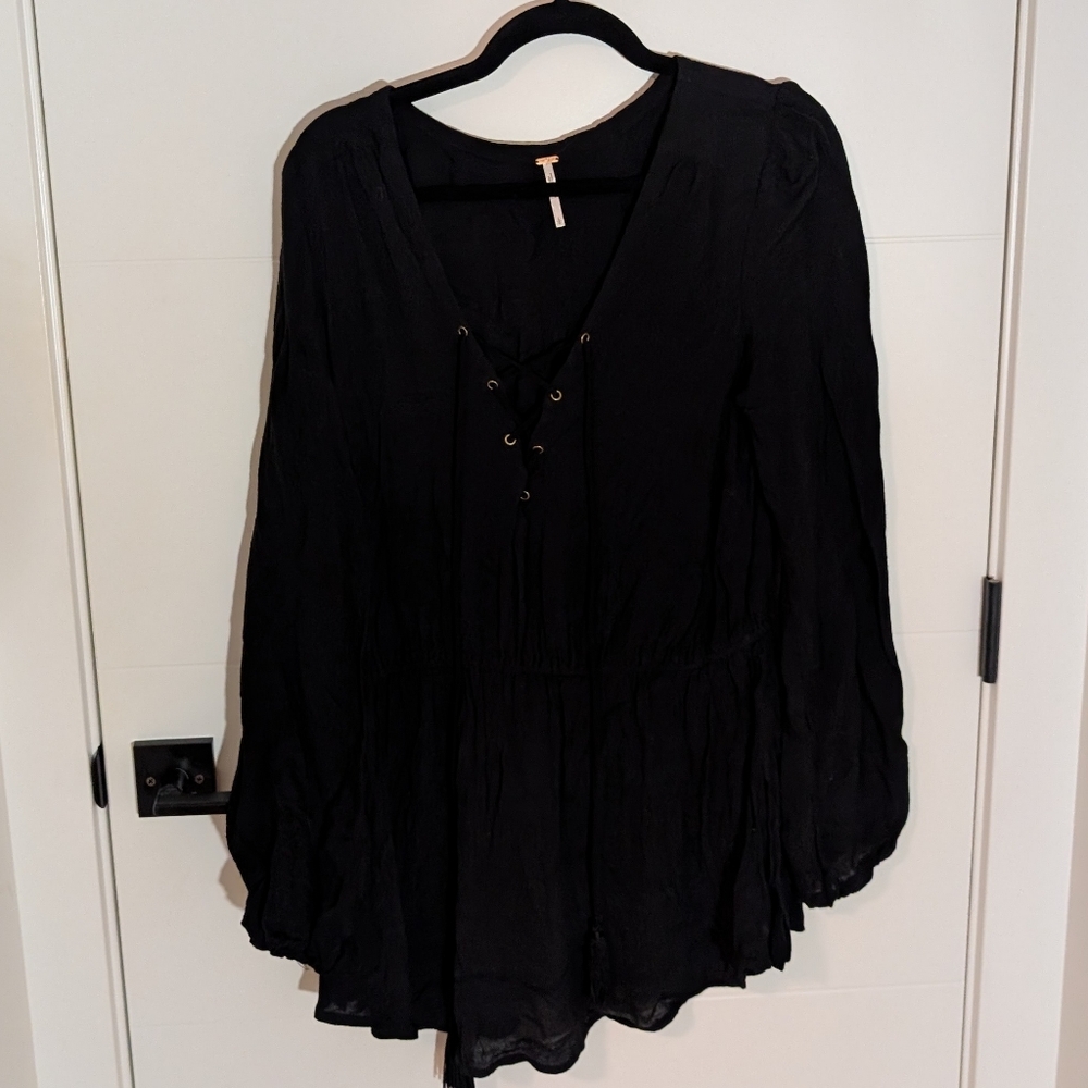 Free People Lace Up Front Tunic Top | Size Large
